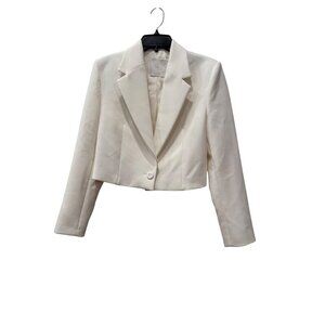 New MNG Women's Size S White Cropped Blazer With Button Closure